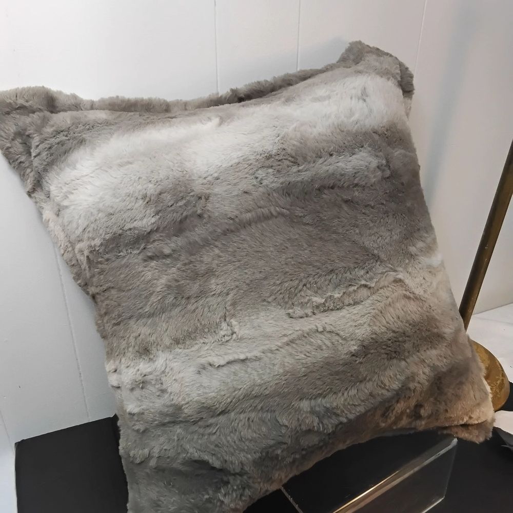 UGG Blue Plaid Pillow with Faux Fur Trim